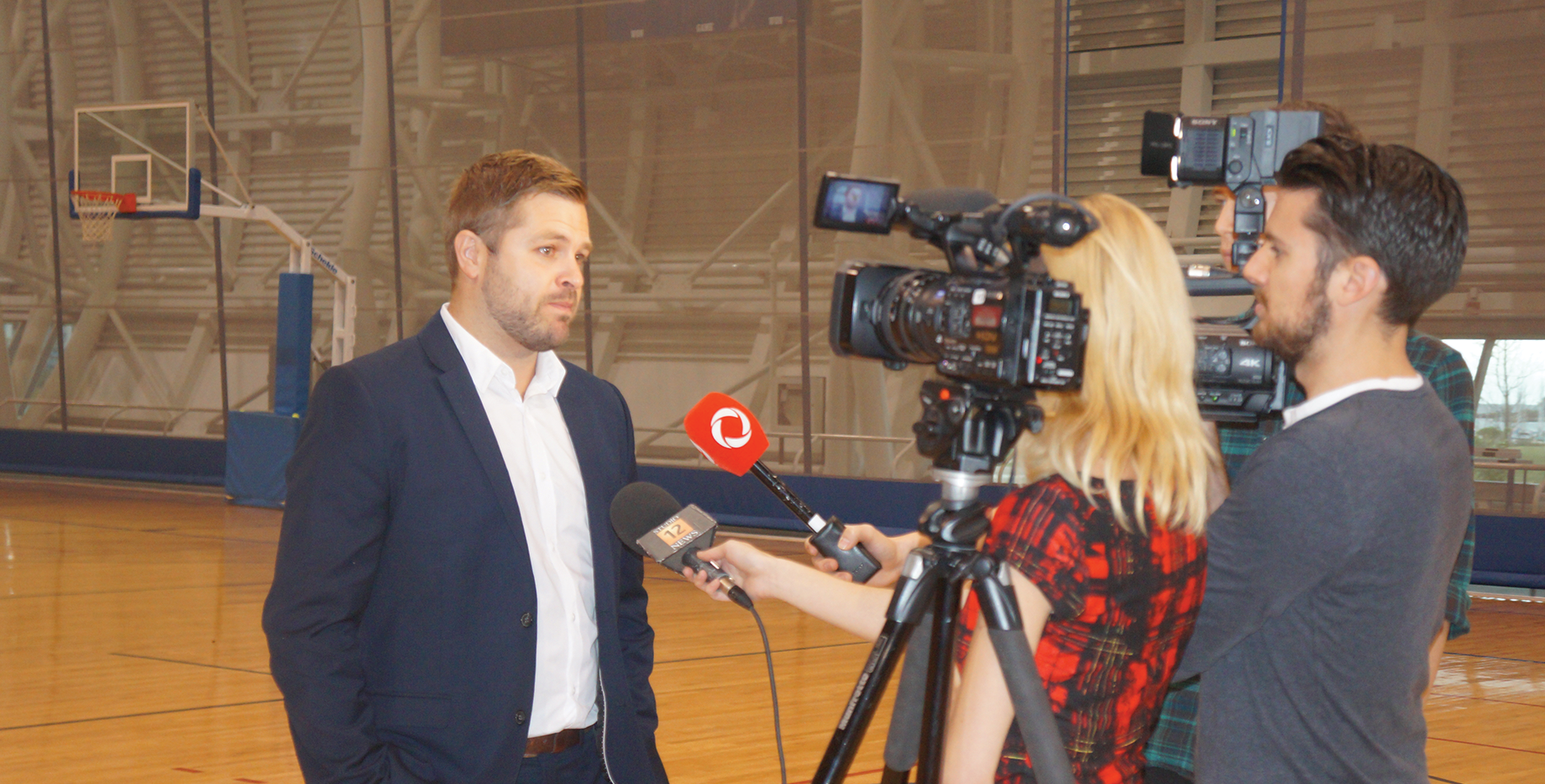 CEO and President Stuart McReynolds being interviewed by local media at Abilities Centre