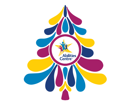 illustraton of a Christmas Tree with Abilities Centre Logo in the centre