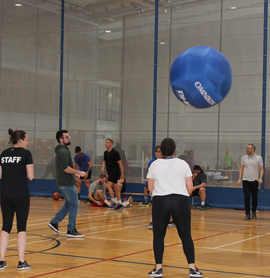 A Group of participants play Kin Ball 