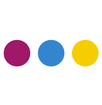 Three dots one is magenta, the middle is blue, and the last is yellow