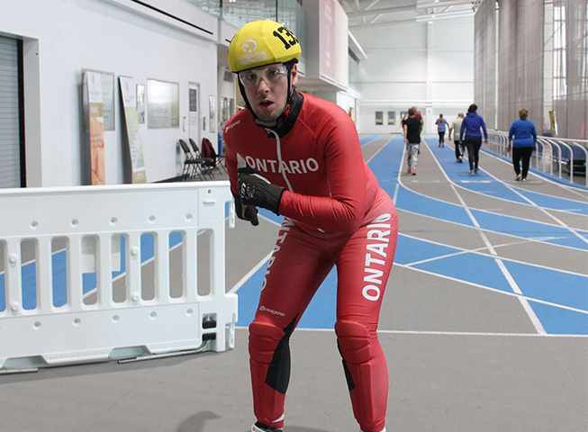 Member Terry in photo preparing for Special Olympics Winter Games inside the Fieldhouse